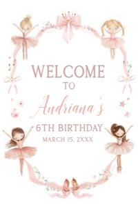 42BD Ballerina Birthday Party Welcome Sign 24x36 B: 42BD Ballerina Birthday Party Welcome Sign