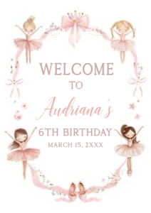 42BD Ballerina Birthday Party Welcome Sign A3 B: 42BD Ballerina Birthday Party Welcome Sign