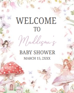 1011 Little Fairy Baby Shower Welcome Sign 16x20 B: 1011 Little Fairy Baby Shower Welcome Sign