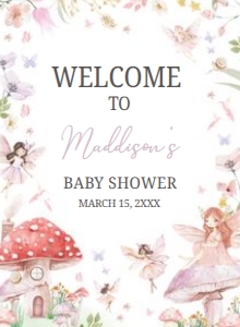 1011 Little Fairy Baby Shower Welcome Sign 11x15 B: 1011 Little Fairy Baby Shower Welcome Sign