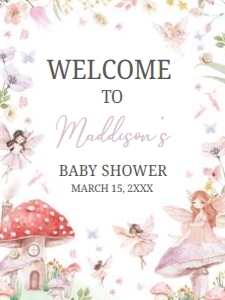 1011 Little Fairy Baby Shower Welcome Sign 18x24 B: 1011 Little Fairy Baby Shower Welcome Sign
