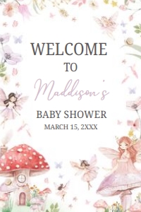 1011 Little Fairy Baby Shower Welcome Sign 20x30 B: 1011 Little Fairy Baby Shower Welcome Sign