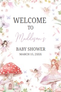 1011 Little Fairy Baby Shower Welcome Sign 24x36 B: 1011 Little Fairy Baby Shower Welcome Sign
