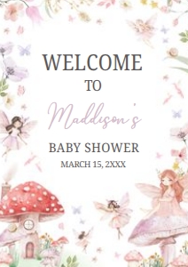 1011 Little Fairy Baby Shower Welcome Sign A4 B: 1011 Little Fairy Baby Shower Welcome Sign
