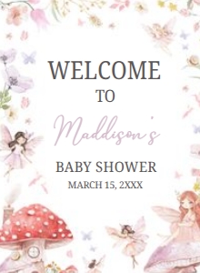 1011 Little Fairy Baby Shower Welcome Sign A3 B: 1011 Little Fairy Baby Shower Welcome Sign