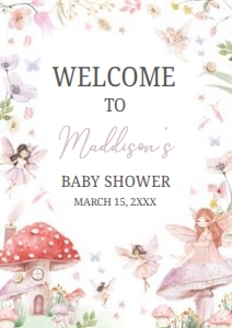 1011 Little Fairy Baby Shower Welcome Sign A2 B: 1011 Little Fairy Baby Shower Welcome Sign