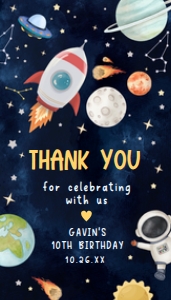 44BD Astronaut Outer Space Birthday Favor Tags design preview