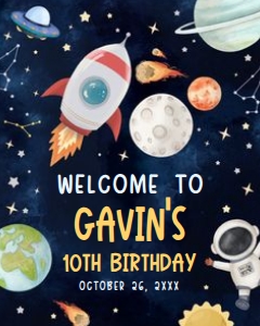 44BD Astronaut Outer Space Birthday Party Welcome Sign 16x20 B: 44BD Astronaut Outer Space Birthday Party Welcome Sign