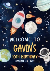 44BD Astronaut Outer Space Birthday Party Welcome Sign A1 B: 44BD Astronaut Outer Space Birthday Party Welcome Sign