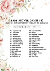 1012 Blush Pink Floral Baby Shower Games Bundle 2 B: 1012 Blush Pink Floral Baby Shower Games