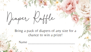 1012 Blush Pink Floral Baby Shower Diaper Raffle B: 1012 Blush Pink Floral Baby Shower Invitation Set