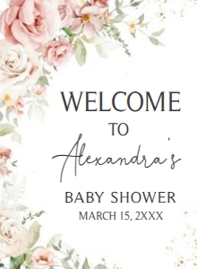 1012 Blush Pink Floral Baby Shower Welcome Sign design preview