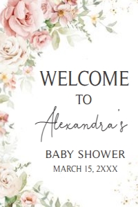 1012 Blush Pink Floral Baby Shower Welcome Sign 20x30 B: 1012 Blush Pink Floral Baby Shower Welcome Sign