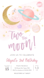 46BD Two the Moon Birthday Invitation Mobile B: 46BD Two the Moon Birthday Invitation