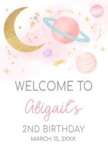 46BD Two the Moon Birthday Party Welcome Sign A4 B: 46BD Two the Moon Birthday Party Welcome Sign