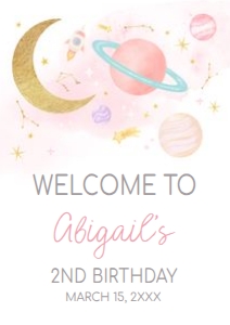 46BD Two the Moon Birthday Party Welcome Sign A1 B: 46BD Two the Moon Birthday Party Welcome Sign