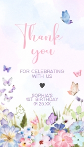47BD Floral Butterfly Birthday Favor Tag B: 47BD Floral Butterfly Birthday Favor Tag