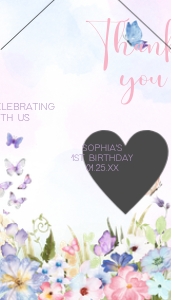47BD Floral Butterfly Birthday Favor Tag design preview