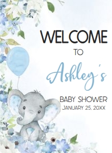 1001 Blue Elephant Baby Shower Welcome Sign design preview