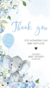 1001 Blue Elephant Baby Shower Favor Tag A: 1001 Blue Elephant Baby Shower Favor Tag