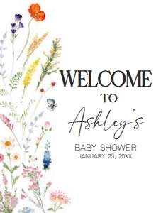 997 Baby in Blooms Baby Shower Welcome Sign 11x15 A: 997 Baby in Blooms Baby Shower Welcome Sign