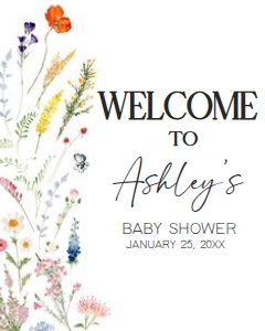 997 Baby in Blooms Baby Shower Welcome Sign 16x20 A: 997 Baby in Blooms Baby Shower Welcome Sign