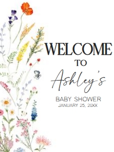 997 Baby in Blooms Baby Shower Welcome Sign 18x24 A: 997 Baby in Blooms Baby Shower Welcome Sign