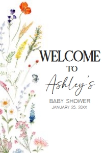 997 Baby in Blooms Baby Shower Welcome Sign 20x30 A: 997 Baby in Blooms Baby Shower Welcome Sign