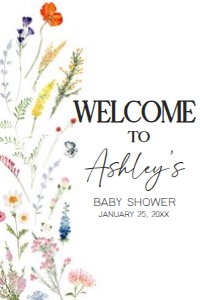 997 Baby in Blooms Baby Shower Welcome Sign 24x36 A: 997 Baby in Blooms Baby Shower Welcome Sign