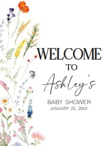 997 Baby in Blooms Baby Shower Welcome Sign A3 A: 997 Baby in Blooms Baby Shower Welcome Sign