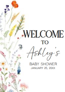 997 Baby in Blooms Baby Shower Welcome Sign A4 A: 997 Baby in Blooms Baby Shower Welcome Sign