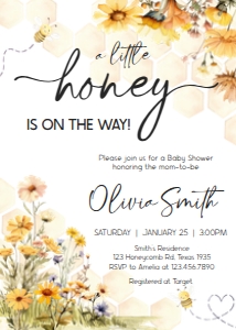 1024 A Little Honey Baby Shower Invitation A: 1024 A Little Honey Baby Shower Invitation Set