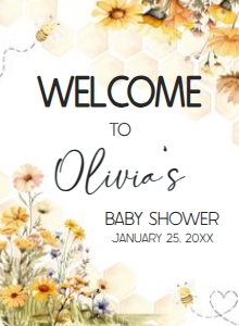 1024 A Little Honey Baby Shower Welcome Sign 11x15 A: 1024 A Little Honey Baby Shower Welcome Sign