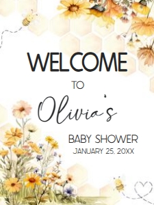 1024 A Little Honey Baby Shower Welcome Sign 18x24 A: 1024 A Little Honey Baby Shower Welcome Sign