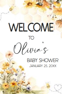 1024 A Little Honey Baby Shower Welcome Sign 24x36 A: 1024 A Little Honey Baby Shower Welcome Sign