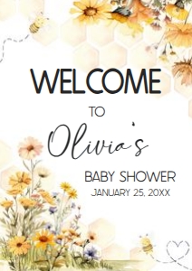 1024 A Little Honey Baby Shower Welcome Sign A1 A: 1024 A Little Honey Baby Shower Welcome Sign