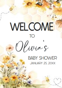 1024 A Little Honey Baby Shower Welcome Sign A3 A: 1024 A Little Honey Baby Shower Welcome Sign