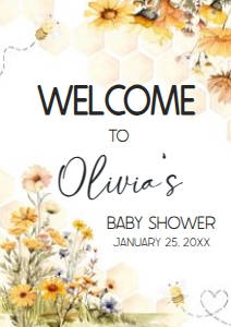 1024 A Little Honey Baby Shower Welcome Sign A4 A: 1024 A Little Honey Baby Shower Welcome Sign