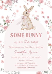 1025 Girl Some Bunny Baby Shower Invitation A: 1025 Girl Some Bunny Baby Shower Invitation