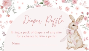 1025 Girl Some Bunny Baby Shower Diaper Raffle A: 1025 Girl Some Bunny Baby Shower Invitation Set
