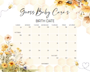 1024 A Little Honey Baby Shower Calendar 20x16 A: 1024 A Little Honey Baby Shower Calendar