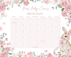 1026 Boy Some Bunny Baby Shower Calendar design preview