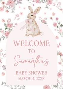 1025 Girl Some Bunny Baby Shower Welcome Sign A3 A: 1025 Girl Some Bunny Baby Shower Welcome Sign