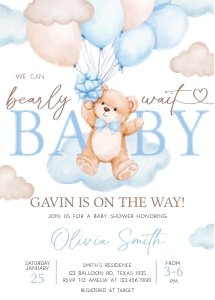 1027 Brown We Can Bearly Wait Baby Shower Invitation design preview