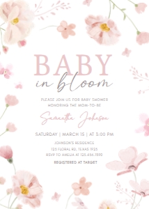 1029 Baby in Bloom Baby Shower Invitation A: 1029 Baby in Bloom Baby Shower Invitation