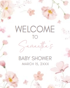 1029 Baby in Bloom Baby Shower Welcome Sign 16x20 A: 1029 Baby in Bloom Baby Shower Welcome Sign
