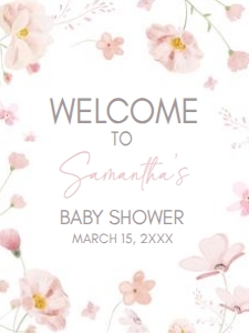 1029 Baby in Bloom Baby Shower Welcome Sign 18x24 A: 1029 Baby in Bloom Baby Shower Welcome Sign