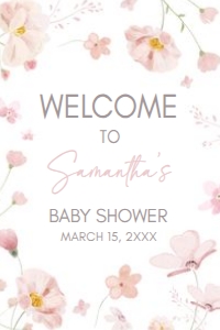 1029 Baby in Bloom Baby Shower Welcome Sign 20x30 A: 1029 Baby in Bloom Baby Shower Welcome Sign