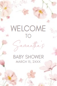1029 Baby in Bloom Baby Shower Welcome Sign 24x36 A: 1029 Baby in Bloom Baby Shower Welcome Sign