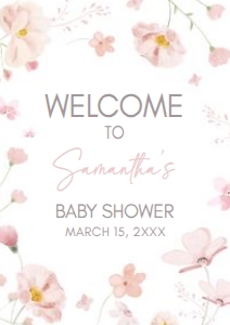 1029 Baby in Bloom Baby Shower Welcome Sign A4 A: 1029 Baby in Bloom Baby Shower Welcome Sign